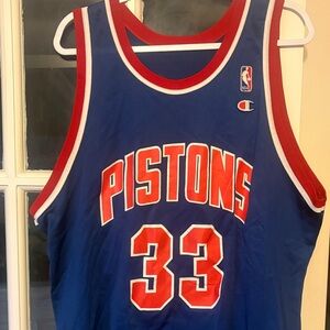 Champion Detroit Pistons Grant Hill Blue and Red Jersey